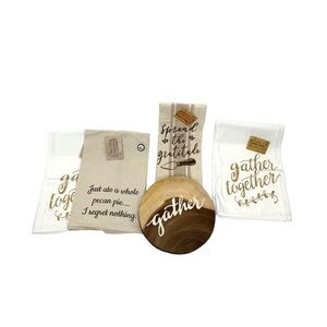 Bundled Lot Robert Stanley Thanksgiving Fall Kitchen Serving Board & Towels